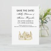 ヴィンテージ紋章城#2クレストフェイク金ゴールド 招待状 (スタンド正面)