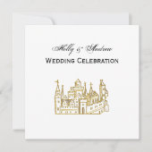 ヴィンテージ紋章城#2クレストフェイク金ゴールド 招待状 (正面)