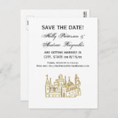 ヴィンテージ紋章城#2クレストフェイク金ゴールド 案内ポストカード (正面/裏面)