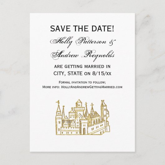 ヴィンテージ紋章城#2クレストフェイク金ゴールド 案内ポストカード (正面)