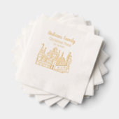 ヴィンテージ紋章城#2クレスト金ゴールドクリスマス 箔ナプキン (インサイチュ (積み重ね))