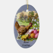 ヴィンテージ納屋周囲の庭チキンイースターホリデーツリー セラミックオーナメント (右)