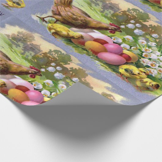 ヴィンテージ納屋周囲の庭チックスとイースターエッグホリデイ ラッピングペーパー (角)