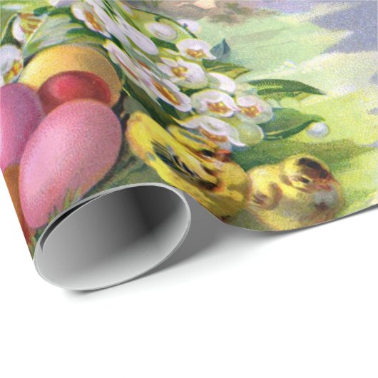 ヴィンテージ納屋周囲の庭チックスとイースターエッグホリデイ ラッピングペーパー (ロールコーナー)