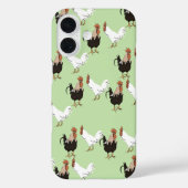 ヴィンテージ納屋周囲の庭ニワトリの模様オン緑 Case-Mate iPhoneケース (裏面)