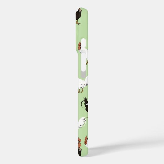 ヴィンテージ納屋周囲の庭ニワトリの模様オン緑 Case-Mate iPhoneケース (裏面 / 左)