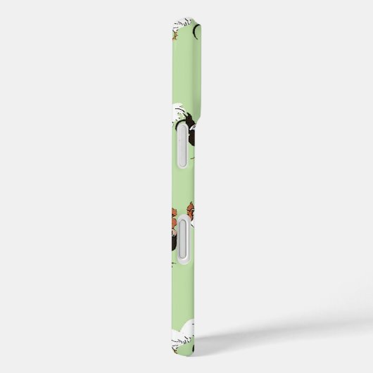 ヴィンテージ納屋周囲の庭ニワトリの模様オン緑 Case-Mate iPhoneケース (裏面 / 右)