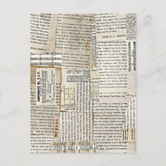 ヴィンテージ紙くず – 垂直 ポストカード (正面)