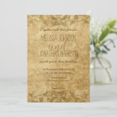 ヴィンテージ紙つる植物素朴結婚タイポグラフィ 招待状 (スタンド正面)