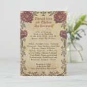 ヴィンテージ紙とダークをフィーチャーしたゴシックウェディングプログラム 招待状 (スタンド正面)