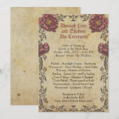 ヴィンテージ紙とダークをフィーチャーしたゴシックウェディングプログラム 招待状 (正面/裏面)