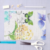 ヴィンテージ紙と緑の蝶の切り離 薄葉紙 (クラフト)