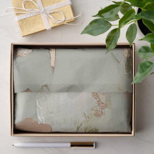 ヴィンテージ紙と花の切り離しティッシュペーパー 薄葉紙 (ギフト)