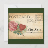 ヴィンテージ紙のローズバレンタイン シーズンカード (正面)