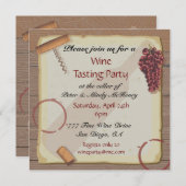 ヴィンテージ紙のワインパーティー招待状 招待状 (正面/裏面)