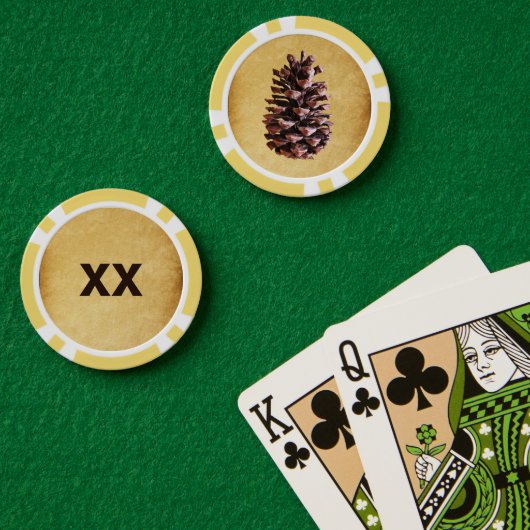 ヴィンテージ紙の上の松ぼっくり ポーカーチップ (ポーカーテーブル (ダブル))