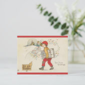 ヴィンテージ紙を届ける新年 ポストカード (スタンド正面)