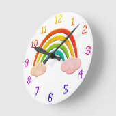 ヴィンテージ紙カットレインボーアンドクラウド ラウンド壁時計 (傾斜)