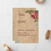 ヴィンテージ紙クラフト日付の保存 ノートカード (正面/裏面インサイチュ)