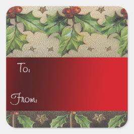 ヴィンテージ紙クリスマスプレゼントラベルシール スクエアシール