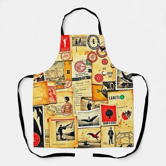 ヴィンテージ紙コラージアート エプロン (正面)