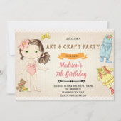 ヴィンテージ紙ドールのお茶の誕生日の招待 招待状 (正面)