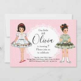 ヴィンテージ紙ドール誕生日パーティーへの招待2 招待状