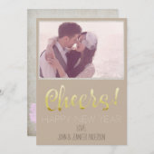 ヴィンテージ紙ハッピーニューイヤーと写真 シーズンカード (正面/裏面)