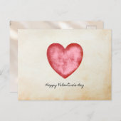 ヴィンテージ紙ハッピーヴァレンティーンズデイハート シーズンポストカード (正面/裏面)