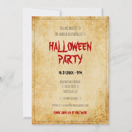 ヴィンテージ紙ハローウィンパーティ 招待状 (正面)