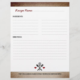 ヴィンテージ紙パーソナライズされたレシピバインダーインサート