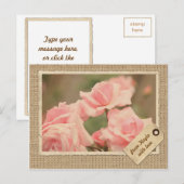 ヴィンテージ紙フレームトラベルラベルピンクローズバーラップ ポストカード (正面/裏面)