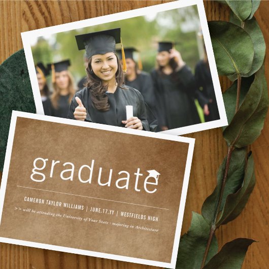 ヴィンテージ紙ミニマル院写真卒業 案内状