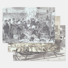 ヴィンテージ紙ラッピング雪パリ… ラッピングペーパーシート