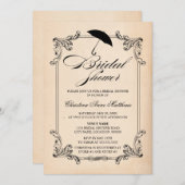 ヴィンテージ紙ルック&オーナメントブライダルシャワー 招待状 (正面/裏面)