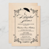 ヴィンテージ紙ルック&オーナメントブライダルシャワー 招待状 (正面/裏面)