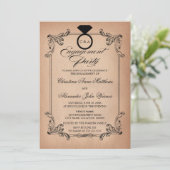 ヴィンテージ紙ルック&オーナメント婚約パーティ 招待状 (スタンド正面)