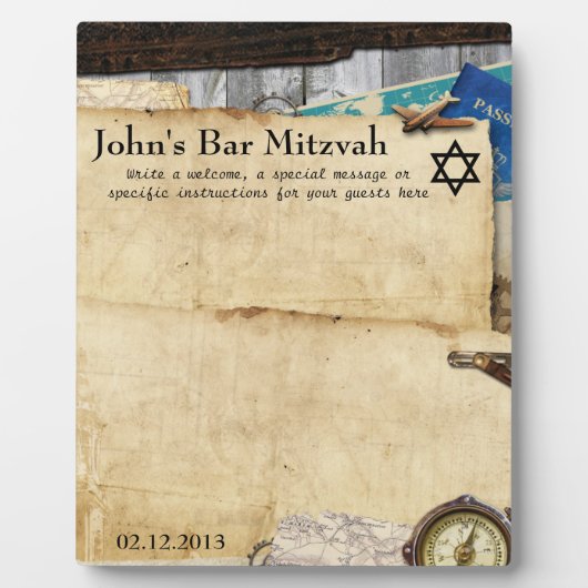 ヴィンテージ紙ワールドトラベルウェルカムサイン フォトプラーク (正面)