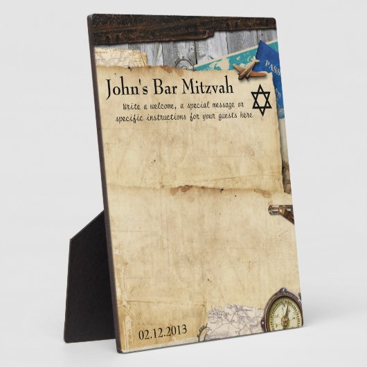 ヴィンテージ紙ワールドトラベルウェルカムサイン フォトプラーク (側面)