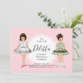 ヴィンテージ紙人形の誕生日パーティー招待状 招待状 (スタンド正面)