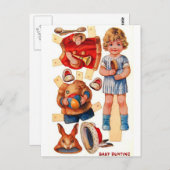 ヴィンテージ紙人形小さなベビー束はがき ポストカード (正面/裏面)