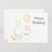 ヴィンテージ紙人形誕生日ポストカード ポストカード (正面/裏面)