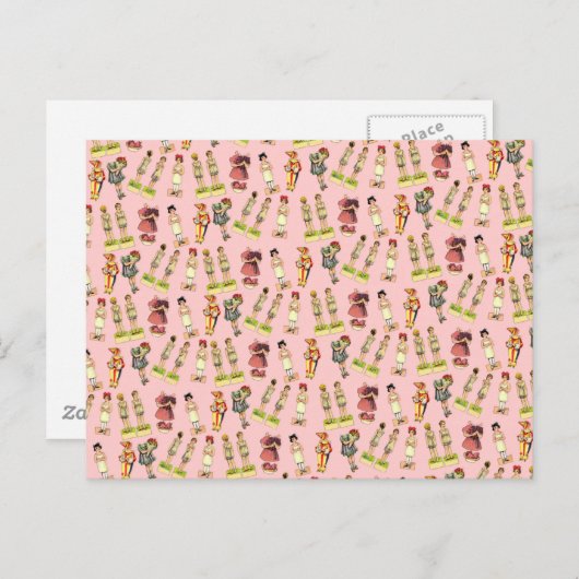 ヴィンテージ紙人形 ポストカード (正面/裏面)