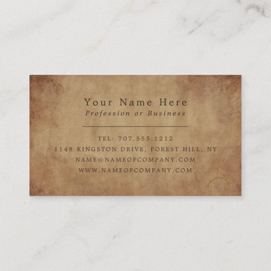 ヴィンテージ紙効果 名刺 (裏面)