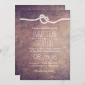 ヴィンテージ紙吹雪結び結婚点 招待状 (正面/裏面)