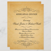 ヴィンテージ紙旋回リハーサルディナー招待状 招待状 (正面/裏面)