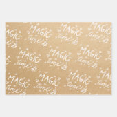 ヴィンテージ紙紅白スクリプトメリークリスマス ラッピングペーパーシート (正面2)