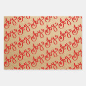 ヴィンテージ紙紅白スクリプトメリークリスマス ラッピングペーパーシート (正面)