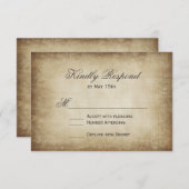 ヴィンテージ紙素朴の国式結婚の出欠の返事カード 出欠カード (正面/裏面)