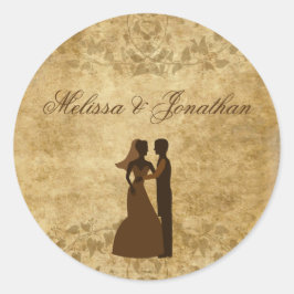 ヴィンテージ紙結婚新郎新婦の時に ラウンドシール